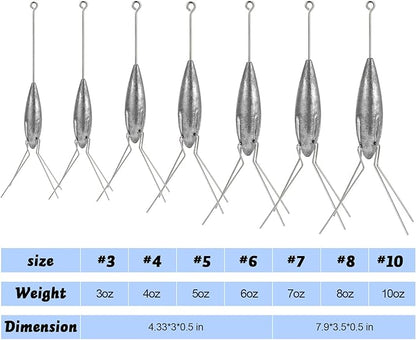 Dr.Fish 5 Pack Sputnik Sinker Spider Sinker 2oz-10oz Surf Fishing Lead Weight Pyramid Saltwater Beach Casting Sea Fishing