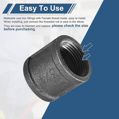 uxcell 1"(25mm) Pipe Fitting Coupling, Cast Malleable Iron Threaded Pipe Coupling Connector for Vintage Shelf Bracket DIY Furniture Plumbing Pipe, 1Pcs