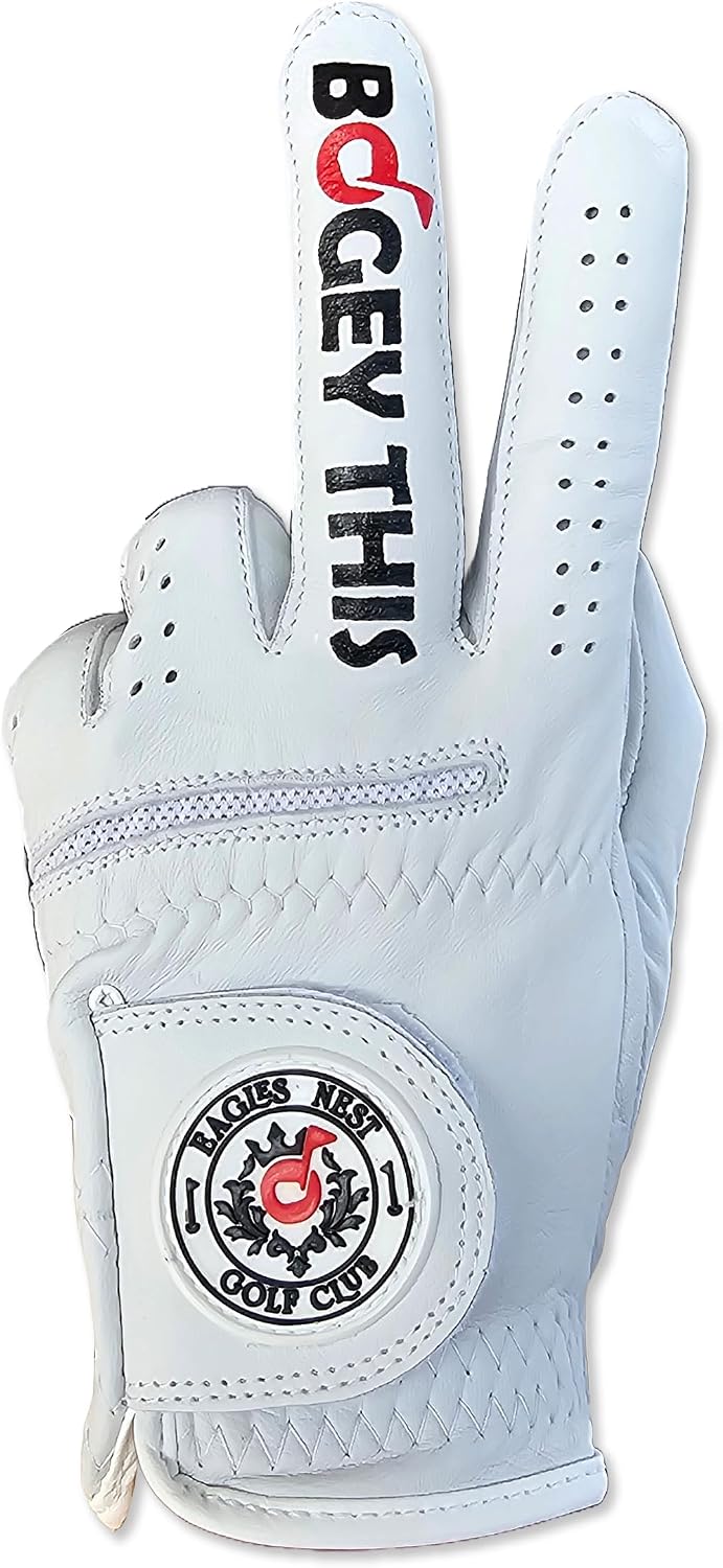 Funny Golf Glove - Premium 100% Cabretta Leather Shocker Golf Gloves Golf Attire and Essentials for Men Fun Golfer Gag Gift Right Left Han