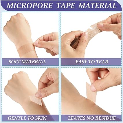 12 Rolls Micropore Tan Tape Skin Tape Adhesive Tape Non Woven Paper Tape for Household Supplies (1 Inch x 10 Yards)