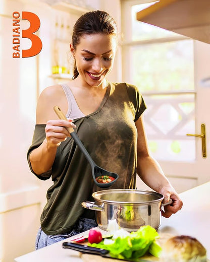 Large Silicone Soup Spoon Non-Stick Cookware with High Heat Resistance BPA Free Perfect Cooking Tools Cooking Stirring Serving Soups 13.2 Inch