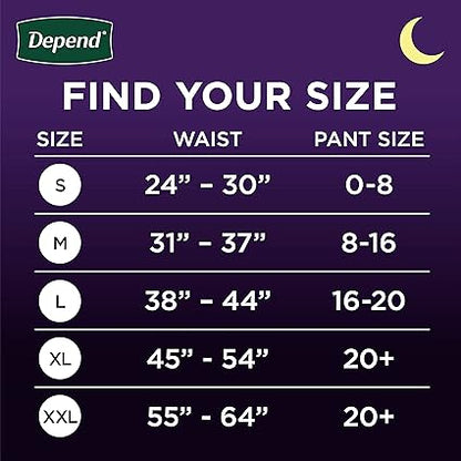 Depend Night Defense Adult Incontinence  Postpartum Bladder Leak Underwear for Women, Disposable, Overnight, Extra-Large, Blush, 12 Count, Packaging May Vary