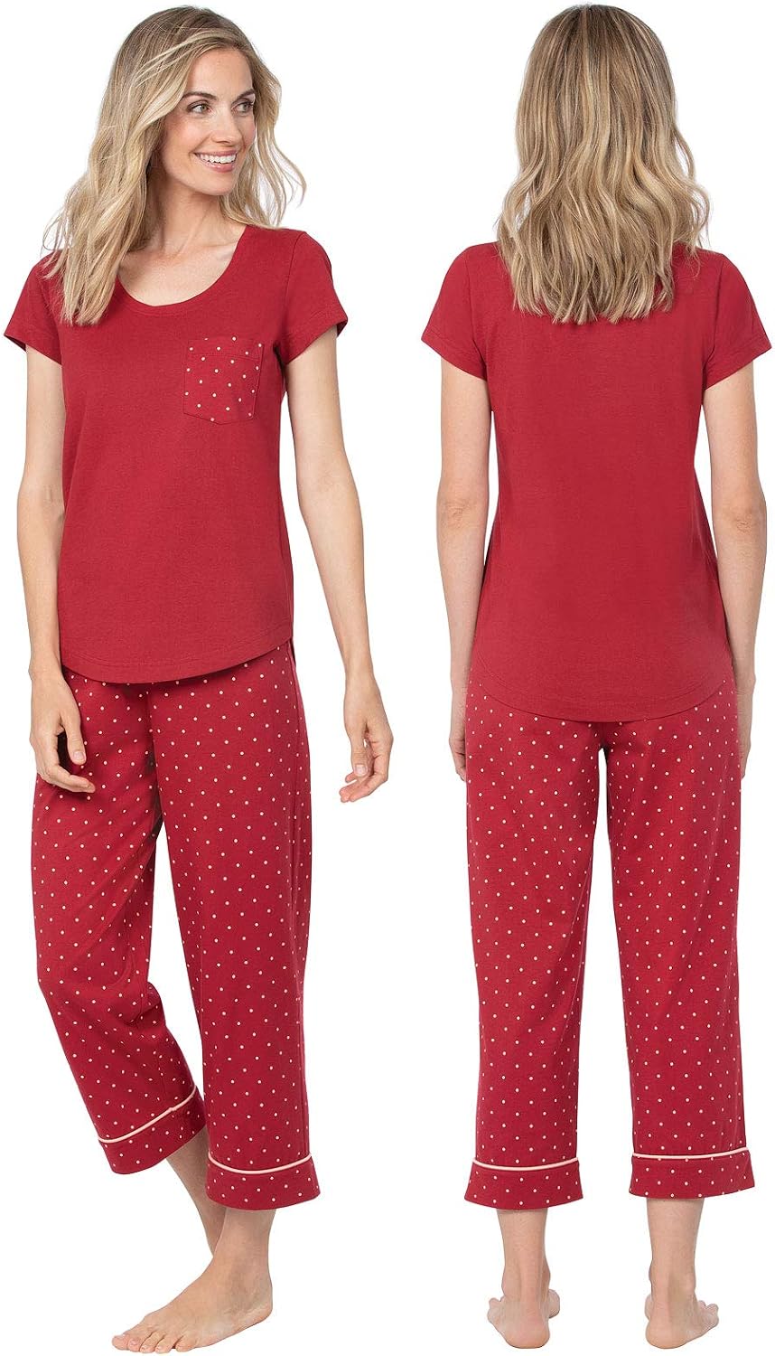 Womens PJs Sets - Ladies Pajamas Capris 100% Cotton