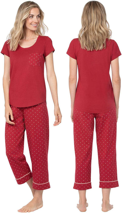 Womens PJs Sets - Ladies Pajamas Capris 100% Cotton