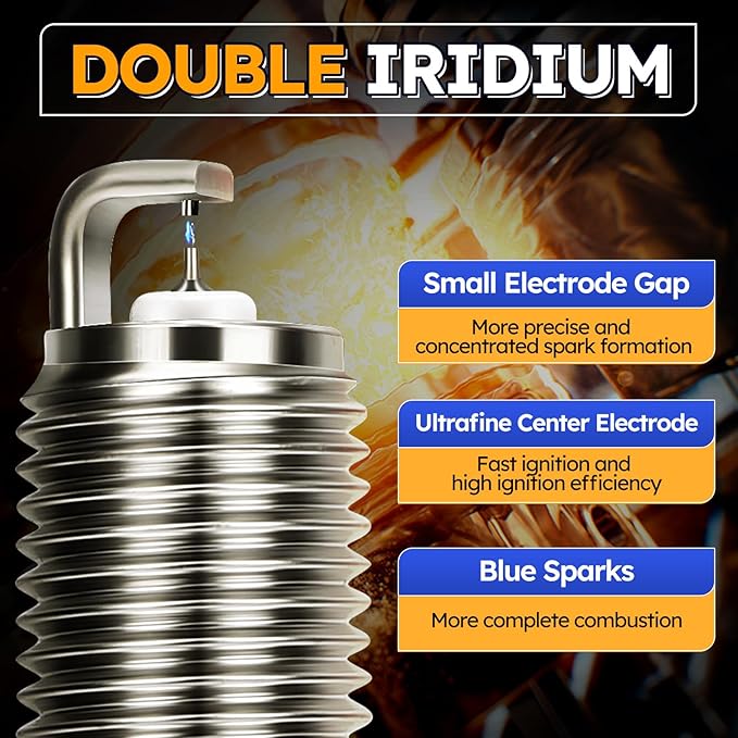 4pcs XP5263 Double Iridium Spark Plug for Ford Lincoln Mazda Mercury Buick Chevrolet GMC Pontiac Saturn Replace 41-108 ILT5RA 12620540 3811 90083