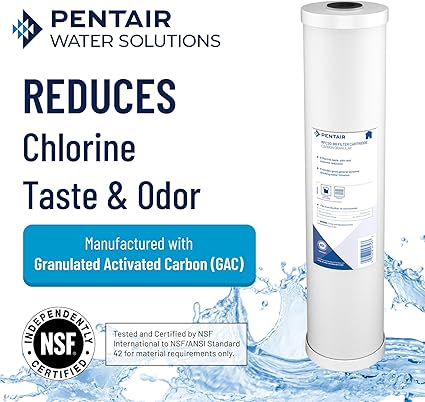 Pentair Pentek RFC-BB Big Blue Carbon Water Filter, 10-Inch, Whole House Heavy Duty Radial Flow Carbon Replacement Cartridge with Granular Activated Carbon (GAC) Filter, 10" x 4.5", 25 Micron