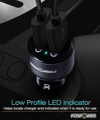 FosPower USB Car Charger, 3.0 Fast Charging 2 Port Cigarette Lighter Adapter UL Listed 36W Qualcomm Quick Charger Compatible with iPhone, iPad, Samsung Galaxy, LG, Google Pixel, Moto