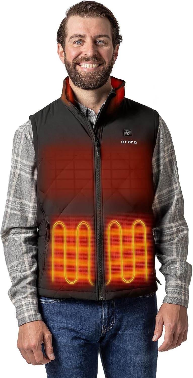 Men's Heated Quilted Vest with Heated Collar, Lightweight Quilted Heating Vest with USB-C Rechargeable Battery