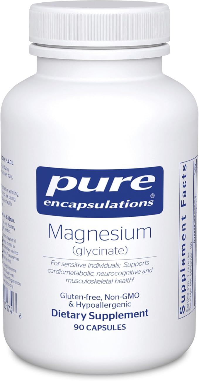 Pure Encapsulations Magnesium (Glycinate) - Supplement to Support Stress Relief, Sleep, Heart Health, Nerves, Muscles, and Metabolism - with Magnesium Glycinate - 90 Capsules