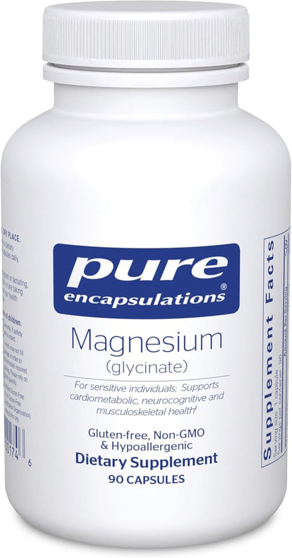 Pure Encapsulations Magnesium (Glycinate) - Supplement to Support Stress Relief, Sleep, Heart Health, Nerves, Muscles, and Metabolism - with Magnesium Glycinate - 90 Capsules