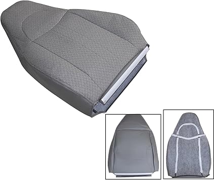 SecosAutoparts Driver or Passenger Side Top Lean Back Replacement Cloth Seat Cover Gray Compatible with Chevy Express GMC Savana Van 2003 2004 2005 2006 2007 2008 2009 2010 2011 2012 2013 2014