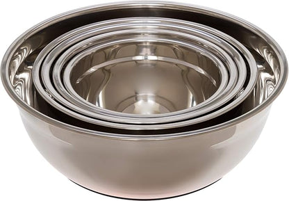 Stainless Steel Mixing Bowls (5 Piece Set) - Black Non-Slip Base - Easy to Clean, Premium Nesting Bowls (1.5 2.0 2.5 3.5  7.0 QT)
