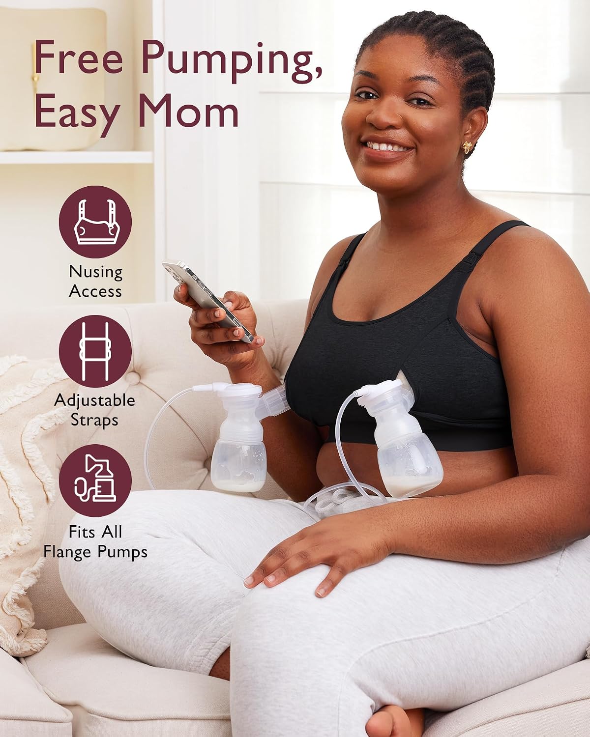 Moncozy Breast Pump for Spectra, Lansinoh, Medela ( Does not come with a pumping bra Hands )