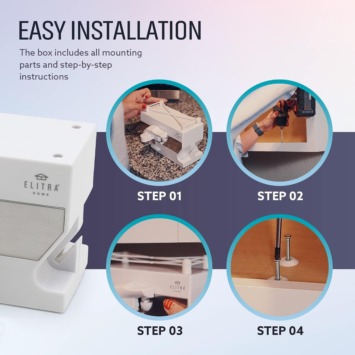 3 in 1 Under the Cabinet Electric Can Opener, Blade Sharpener, Bottle Opener, Under The Counter Mount, For Large And Small Cans (White)
