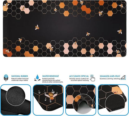 iCasso Keyboard Mouse Pad Set,Extended Gaming Mouse Pad Keyboard Wrist Rest Support, Memory Foam, Easy Typing Pain Relief, 3Pcs (35.4A15.7 in) Large Ergonomic XXL Ultra Thick Mousepad Desk Mat
