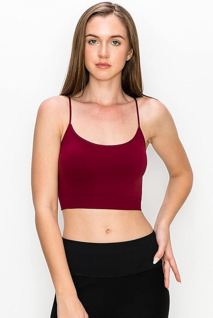 Kurve Women’s Crop Tank Top - Seamless Non-Padded Cami Bra Bandeau Yoga Workout UV Protective Fabric UPF 50+ Made in USA