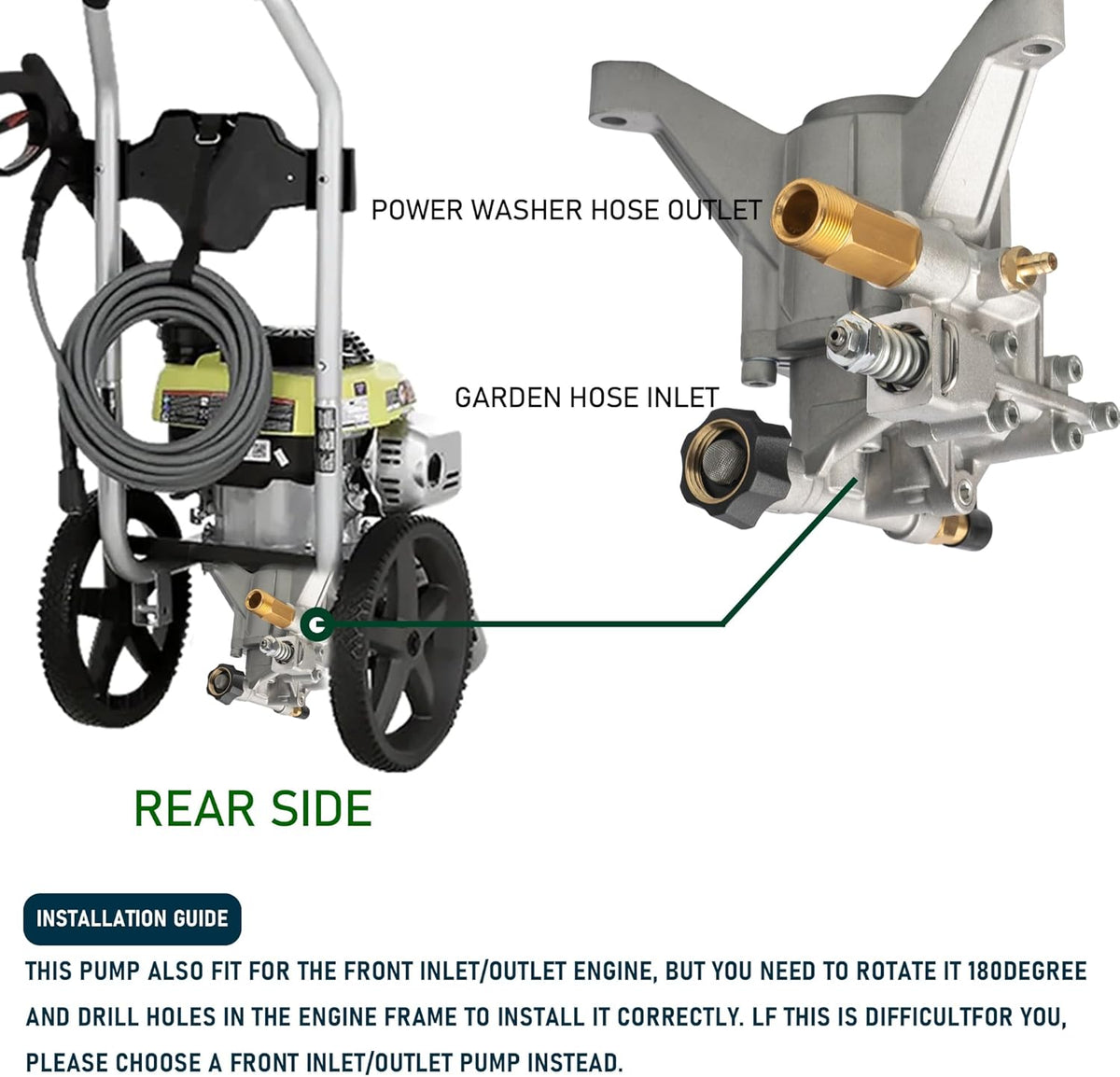 Hourleey 7/8" Shaft Vertical Pressure Washer Pump, 3400PSI 2.5GPM, Replacement Pump for Power Washer, Compatible with Honda, Simpson, RYOBI, Briggs & Stratton, Subaru, Craftsman (Pump Only, No Accessories Included)