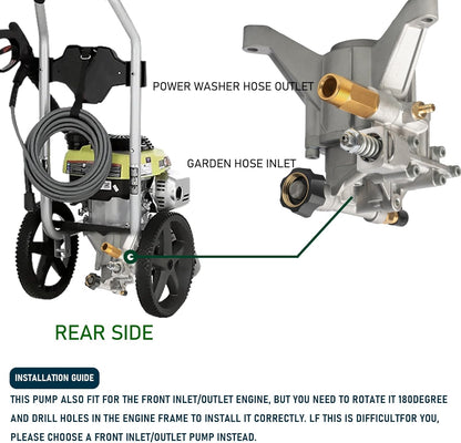 Hourleey 7/8" Shaft Vertical Pressure Washer Pump, 3400PSI 2.5GPM, Replacement Pump for Power Washer, Compatible with Honda, Simpson, RYOBI, Briggs & Stratton, Subaru, Craftsman (Pump Only, No Accessories Included)