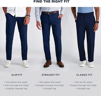 Haggar Men's Cool 18 Classic Fit Flat Front Hidden Expandable Waistband Casual Pant