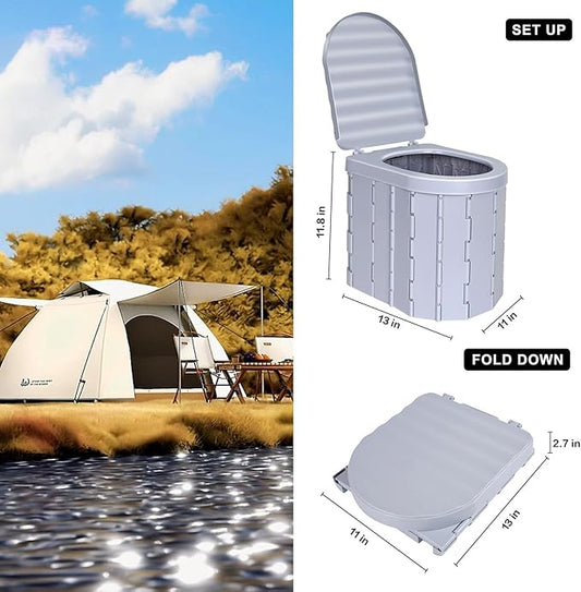 Portable toilet for camping, detachable folding toilet for travel, car, hiking, fishing, long trip, tent, beach, boat for adults and children, hygiene supplies