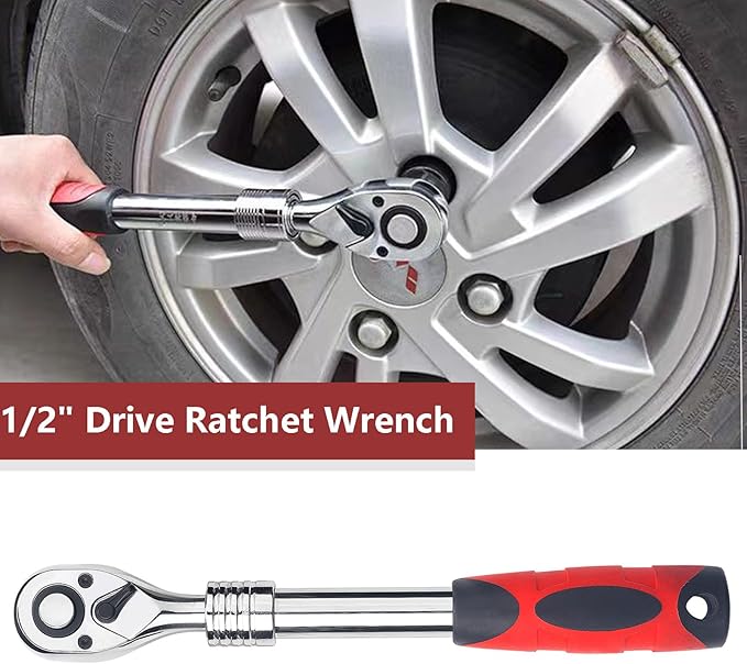 12-Inch Drive Extendable Ratchet Wrench,12" Drive 72-Tooth Quick-release Retractable Socket Wrench Reversible