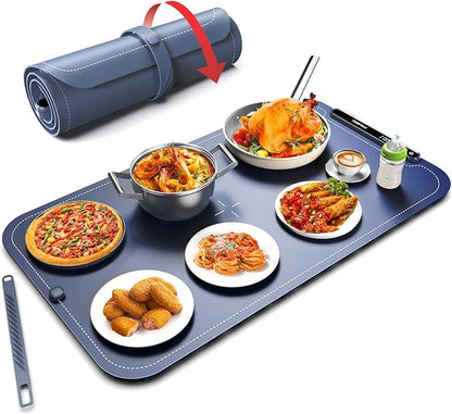 Warming Mat for Food, iTRUSOU Silicone Electric Warming Tray with 7 Temp-Settings, 1-8Hr Auto Shut-Off, Switchable FahrenheitCelsius, Upgrade Strap Keep Food Warm at Buffet, Party, Sabbath, Daily Use