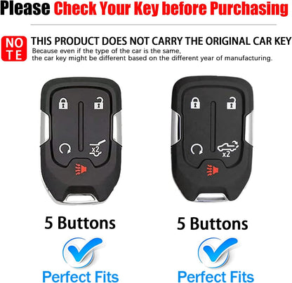 for CHEVROLET Key Fob Cover with Keychain Metal Shell Car Key Case Holder 360 Degree Protection for 2019-2024 GMC Suburban Tahoe Silverado Terrain Yukon Sierra 1500 2500 3500 HD Chevy,Gray