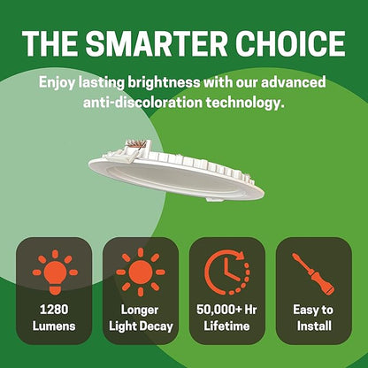 6 Inch Recessed LED Light, 6 Inch Retrofit LED Recessed Light, 16W Dimmable Slim LED Downlight, 3CCT Tunable 3000K4000K5000K Fixture