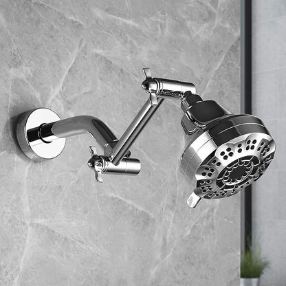Shower Head Extension Arm, Anti-Leak Solid Brass Adjustable Extender for Rain & Handheld Shower Head, G1/2 Universal Connector (5 Inch, Chrome)