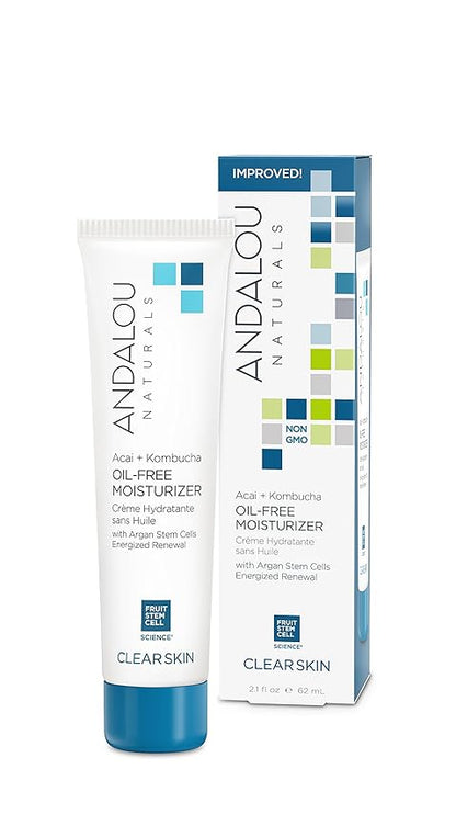 Andalou Naturals Acai  Kombucha Oil-Free Moisturizer, White Tea, 2.1 Fl Oz