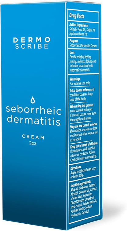 Seborrheic Dermatitis Cream, Eczema Cream, Specifically formulated for application to Itchy Skin, Redness,  Scaling, For Face, Chest  Scalp, 2 oz