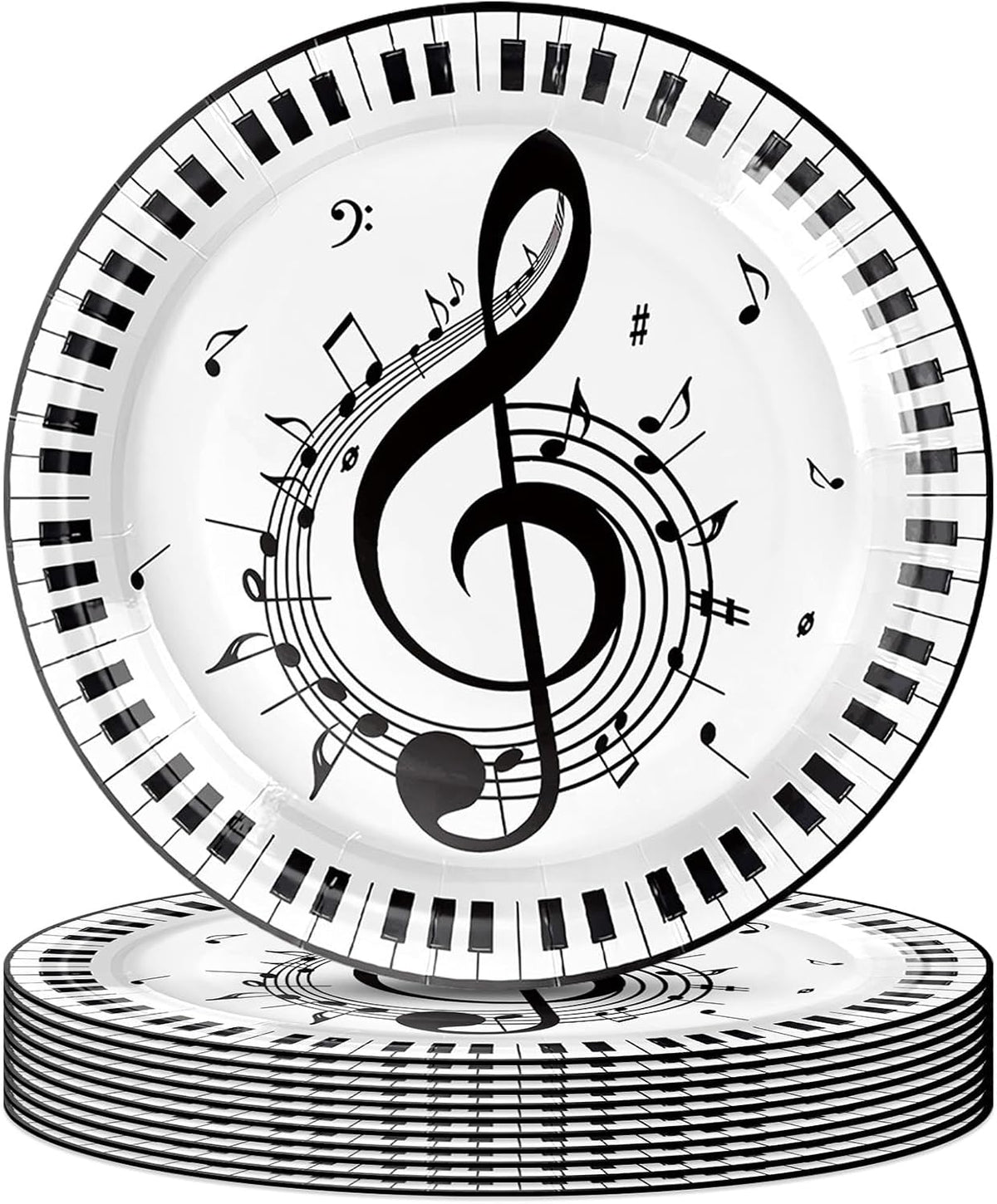 20Pcs Musical Note Party Plates 9 Inch Paper Plates Music Themed Party Supplies Musical Notes Disposable Plates Set, for Picnic Kids Party Baby Shower Music Concert Birthday Karaoke Decorations