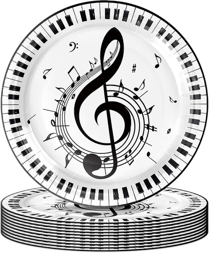 20Pcs Musical Note Party Plates 9 Inch Paper Plates Music Themed Party Supplies Musical Notes Disposable Plates Set, for Picnic Kids Party Baby Shower Music Concert Birthday Karaoke Decorations