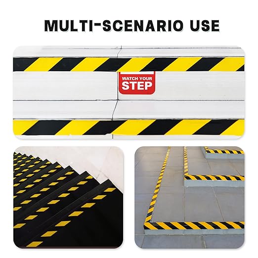 2 Inch x 110 FT Black & Yellow Floor Marking Tape, High-Visibility & Adhesive Hazard Tape for Caution & Aisle Marking, Warning Safety Stripe Tape, Caution Tape Roll for Walls Steps Pipes Equipment