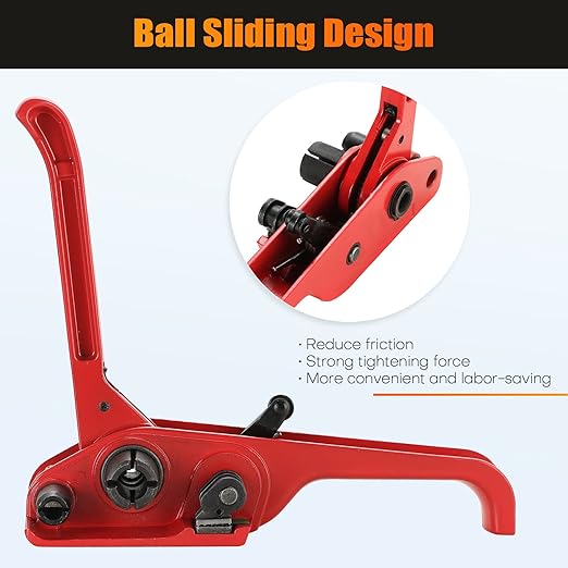 Poly Strapping Tensioner & Cutter Manual Strapping Tools Heavy Duty Manual Strapping Tensioner Cutter Cord Strapping Machine Windlass for 1/2" -3/4" Width Polyester Polyproplyn Strap (Red)