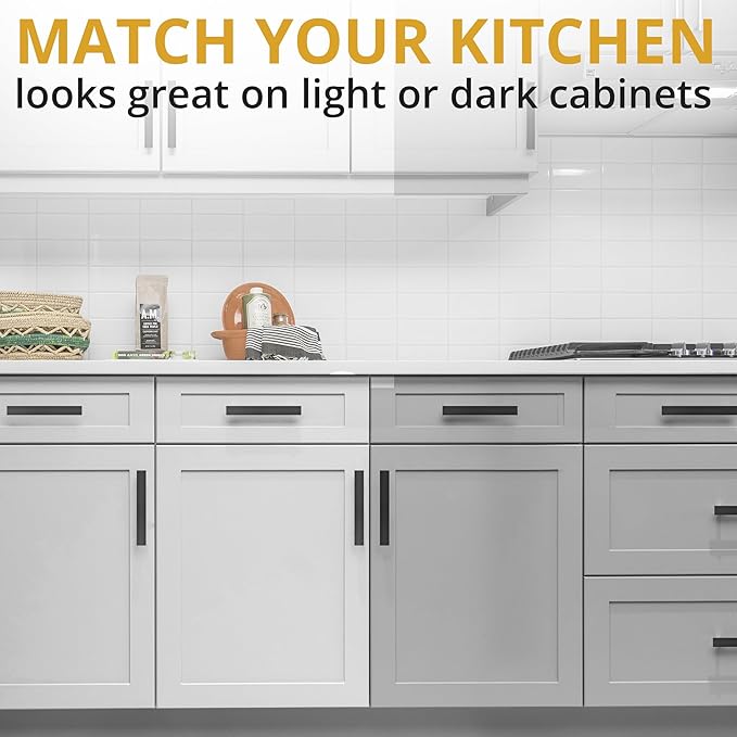 Mega Handles 1 Pack I Cabinet Pulls 5.5 Inch, Stainless Steel Cabinet Handle Pulls I Ideal for Kitchen Drawer, Cabinets, Door, Cupboard I Hardware for Cabinets - Hole Distance 5 Inch - Matte Black