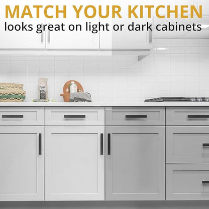 Mega Handles 1 Pack I Cabinet Pulls 5.5 Inch, Stainless Steel Cabinet Handle Pulls I Ideal for Kitchen Drawer, Cabinets, Door, Cupboard I Hardware for Cabinets - Hole Distance 5 Inch - Matte Black
