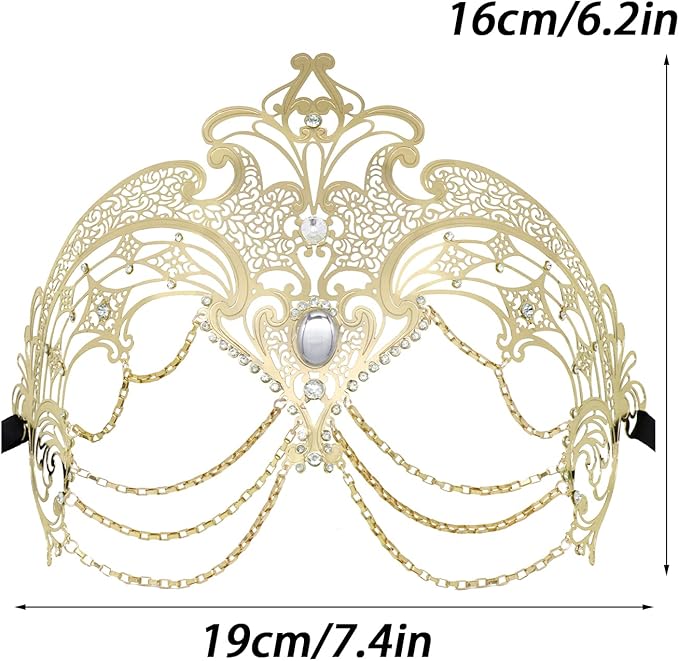 Thmyo Metal Venetian Costume Mask with Laser Cut for Women