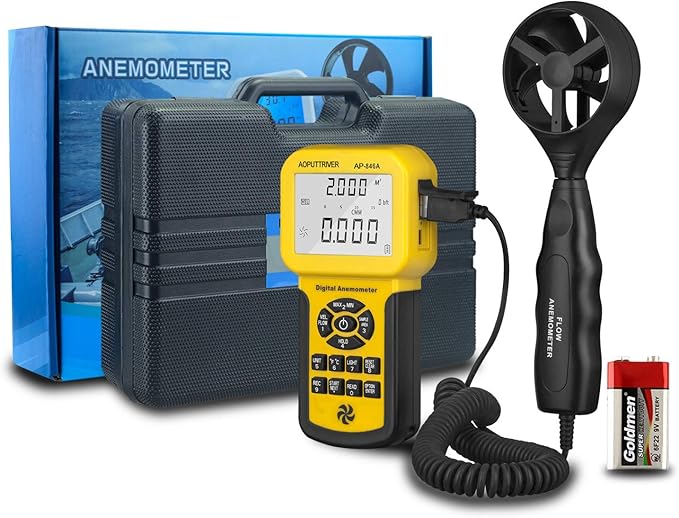 HVAC Anemometer Handheld CFM Pro HVAC Anemometer AP-846A Wind Speed Meter with Backlight Max/Min/Avg Functions for Measuring Wind Speed Air Velocity HVAC Air Flow Meter