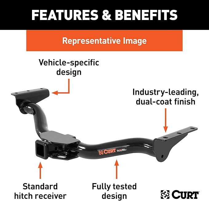 CURT 13534 Class 3 Trailer Hitch, 2-Inch Receiver, Compatible with Select Toyota Highlander , Black