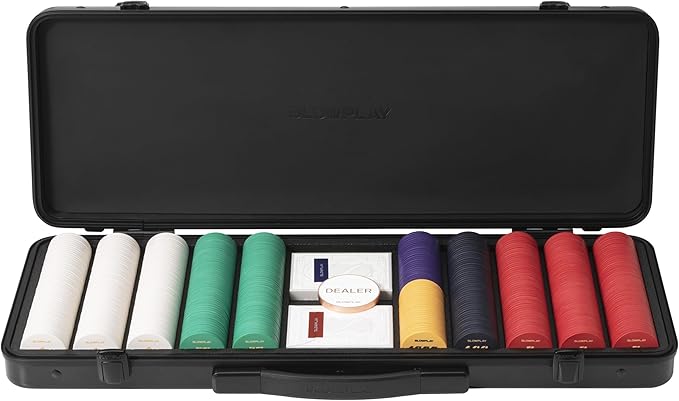 SLOWPLAY Godel Ceramic Poker Chips Set for Texas Hold'em, 500 PCS [with Numbered Values], 39mm & 10g Each | Features a High-end Chip case with Extra Durable German Polycarbonate Shell