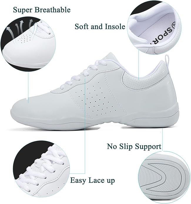 FOFOWHAT White Cheer Shoes Youth Cheerleading Dance Sneaker Training Competition for Women Girls' Cheerleading Shoes