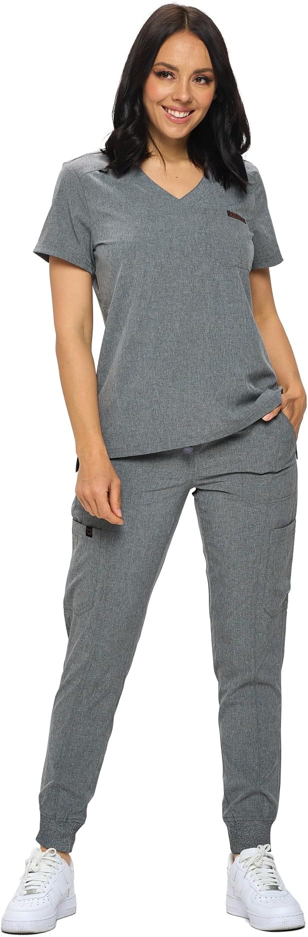 MONARCH UNIFORMS Slim Fit Stretchy Scrubs Women's Jogger Scrub Set Slim Jogger Scrubs with Tuck-In Top for Women