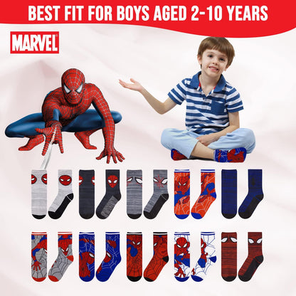 Marvel Spiderman Boys Socks - 10-Pack Decorative Toddler Socks with Amazing Legends Design.( Size 6-10 )