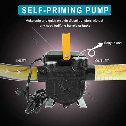 110V AC 550W Self Priming Electric Transfer Pump, 60Lmin Oil Transfer Pump Fuel Diesel Kerosene Biodiesel Pumps For Vehicles, Construction Sites, Farms