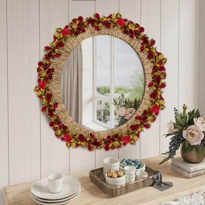 8Pcs 66Ft Burgundy Rose Garland, Fake Rose Hanging Flowers, Artificial Flower Vine, Hanging Floral Vine Garland for Wedding, Birthday Party, Wall Arch, Halloween, Christmas Garden Backdrop Decor