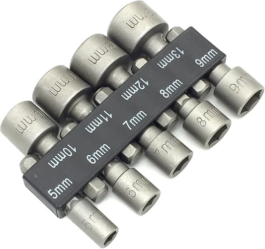 PANOVO 9pcs Power Hand Driver Drill Tools Set 5-13mm Metric Socket Wrench Set Power Nuts Driver Socket 1/4" Hex Shank Drill Bit Set