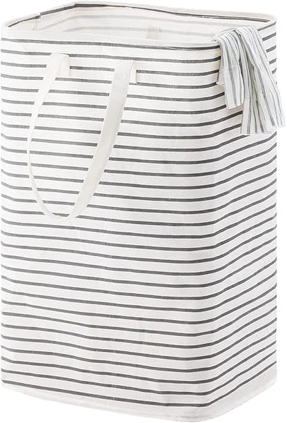 72L Large Collapsible Laundry Basket, Freestanding Clothes Hamper with Easy Carry Long Handles, Waterproof Washing Bag for Bedroom, Bathroom, and Nursery (Grey, 1 Pack)