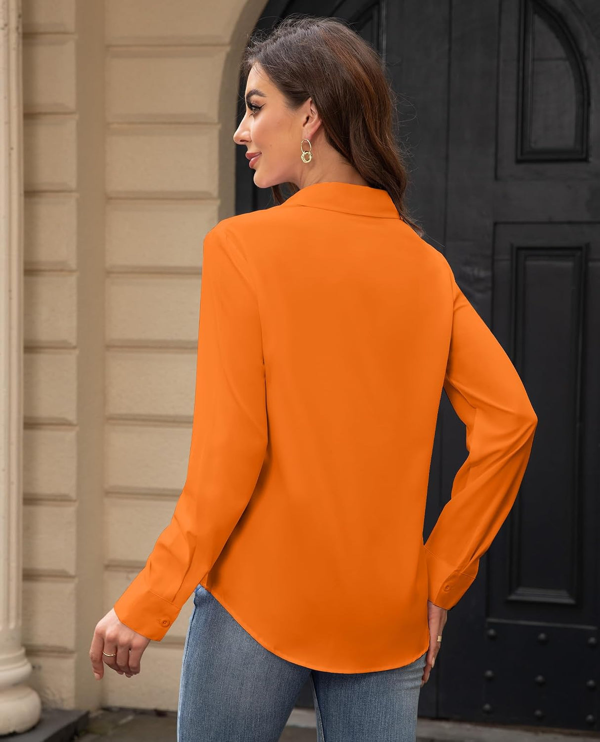 siliteelon Women's Stain Shield Dress Shirts Wrinkle Free Long Sleeve Shirts Solid Work Business Button Down Shirts.