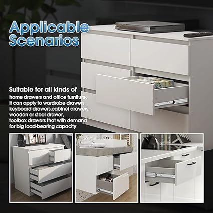 SHUHANG 5 Pairs Full Extension Drawer Slides 10 12 14 16 18 20 22 24 Inch 100lb Load Capacity Side Mount Ball Bearing Glides Runners Rails Cabinet Dresser Wardrobe Kitchen Trash (20 Inch,5 Pairs)